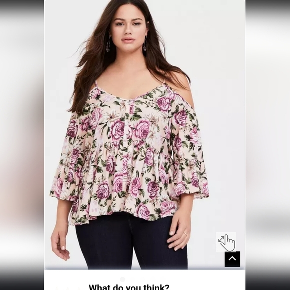 🍁🍂NWOT Torrid 3x Babydoll Textured Rayon Cold Shoulder Top - Picture 2 of 7